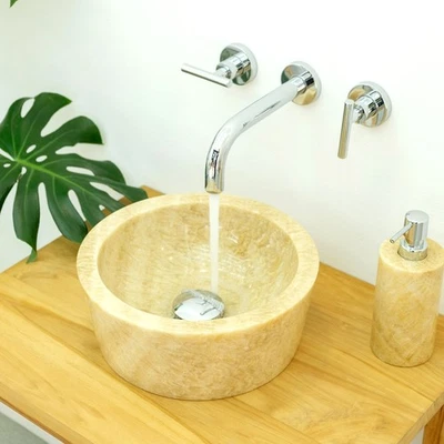 Wohnfreuden onyx stone sink 30 cm round natural stone sink bathroom guest toilet - Image 1 of 4