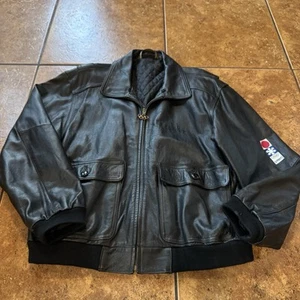 VINTAGE ADIDAS Leather SAPORO 72 Olympics Bomber Jacket Size medium - Picture 1 of 11