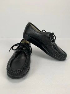 SAS Siesta Damengröße 7M Mokassin Schuhe Leder schwarz Schnürschuhe bequem - Bild 1 von 10