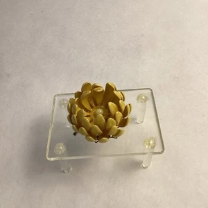 Vintage MCM Vendome Designer Brooch, Yellow Flower Blossom, enamel-like - Picture 1 of 5