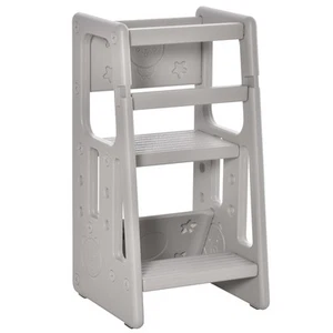 Toddler Tower with Adjustable Platform, Toddler Kitchen Step Stool Helper, Gray - Picture 1 of 11