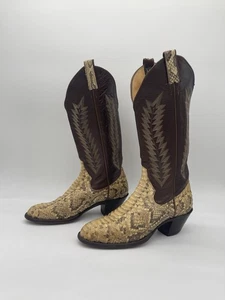 Vintage Panhandle Slim Python Schlangenleder Cowboystiefel Damen 7.5B Braun Leder - Bild 1 von 22