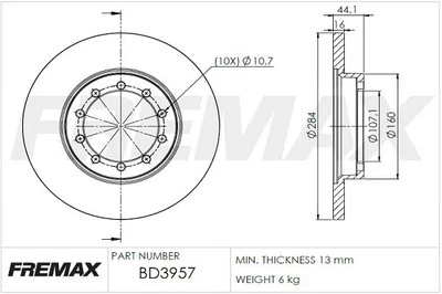 Brake Disc FORD TRANSIT 2.2 TDCi RWD BD-3957 Foto 1 de 2