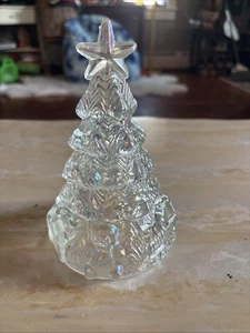 Vintage Iridescent Glass Christmas Tree 6.5" Teddy Bear Toy Train - Picture 1 of 9