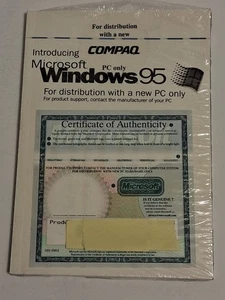 Folleto de CD y clave de producto Microsoft Windows 95 para distribución Compaq PC - Imagen 1 de 11