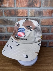 Union Pacific Railroad Shield Logo Building America Flag Pin Camo Strapback Hat - Picture 1 of 7