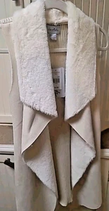 Le Moda Pulloverweste Damen L elfenbeinfarben so weich vorne offen neu mit Etikett - Bild 1 von 6