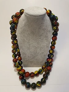 Damenkette Perlenkette  Extravaganter Modeschmuck Halskette Bunt Holz - Bild 1 von 3