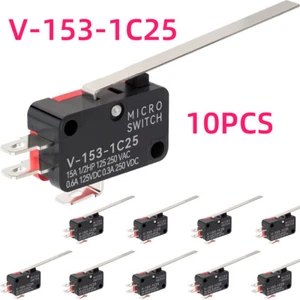 10PCS V-153-1C25 Micro Switch 15A 250V High Current Long Lever Limit Switch - Picture 1 of 6