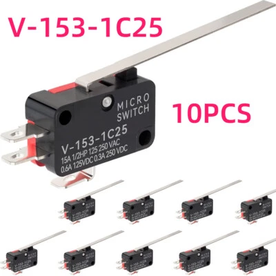 Interruptor de límite de palanca larga de alta corriente 10 piezas V-153-1C25 micro interruptor 15A 250 V Foto 1 de 4