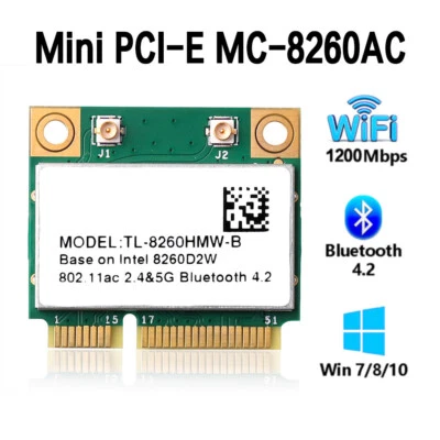 802.11AC 2.4G/5Ghz Dual Band Wireless-AC 8260 Mini PCI-E WiFi Card Bluetooth 4.2 - Image 1 of 4