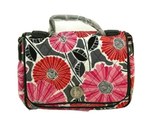 vera bradley signature print turnlock crossbody bag cheery blossoms red handle  - Picture 1 of 12
