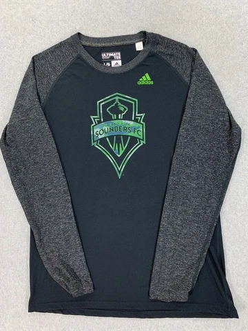 Seattle Sounders FC Adidas Raglan Soccer Shirt (Men's Large) Black Cover
