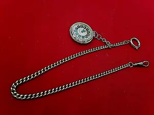 Vintage Pocket Watch Chain with CHATEAU WATCH Fob 13 1/2'' - Picture 1 of 12