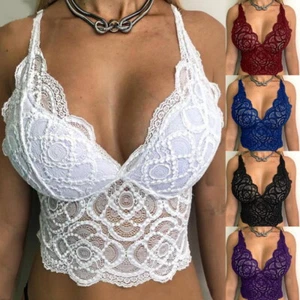 Women Lace Strappy Bralette Push Up Padded Bra Crop Top Underwear Lingerie p - Picture 1 of 17