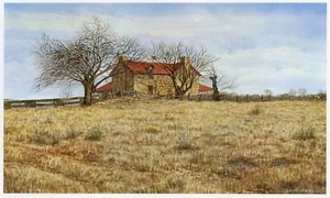 Mondel Rogers ANTIGUO RANCHO REYNOLDS Albany Texas rancho casas arte occidental de colección - Imagen 1 de 4