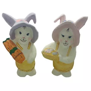 Estatuillas de cartón compuestas vintage de conejito de Pascua de papel maché de 10" LEER - Imagen 1 de 12