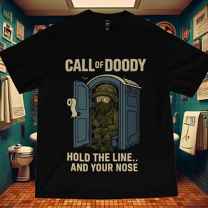 Call of Doody Funny Military Gas Mask T-Shirt | Sizes L-3X | 100% Cotton Tee - Picture 1 of 2