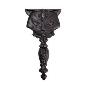 Alchemy Gothic Sacred Cat Hand Mirror Black Resin Gift Home Decor Vanity Make-up - Picture 1 of 3