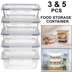 HOCHSTE Glass Storage Food Containers Airtight Lids Kitchen Meal Prep Containers - Picture 1 of 49