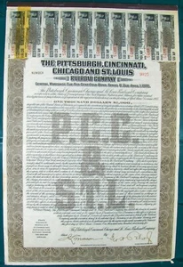 Pittsburgh, Cincinnati, Chicago & St. Louis Railroad Comp. $1000 bond dated 1925 - Picture 1 of 5