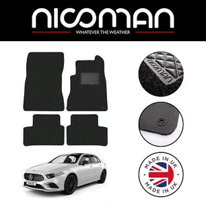 Adatto a Mercedes Classe A W177 2018- Set tappetini auto su misura LUSSO nero - Foto 1 di 6