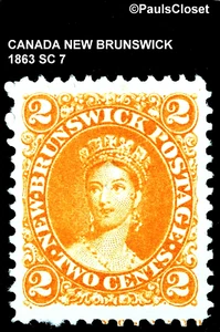 CANADA NEW BRUNSWICK 1863 SC 7 QUEEN VICTORIA 2¢ ORANGE MNG FINE - Picture 1 of 2