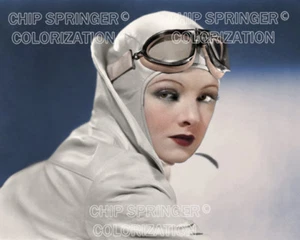 MYRNA LOY WEARING FLIGHT GOGGLES #2 | BEAUTIFUL COLOR PHOTO BY CHIP SPRINGER - Picture 1 of 1