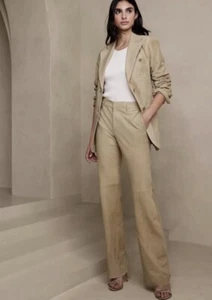 BANANA REPUBLIC Heritage Bootcut 100% Suede Pant Sz 6 Light Khaki #802898 NEW - Picture 1 of 11