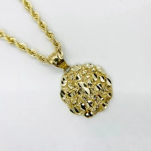 10k Massiv Gold Nugget Kreis Rund Charm Anhänger für Männer Frauen - Bild 1 von 6