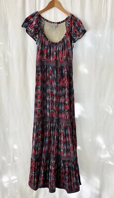 Vestido Plenty Tracy Reese Mujer GRANDE Rojo Azul Maxi Manga Acampanada Anthropologie Foto 1 de 4