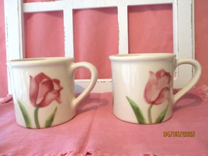 Hartstone Early Romance Pink & Blue Tulips Set of 2  Mugs - #1 - Excellent - Picture 1 of 8