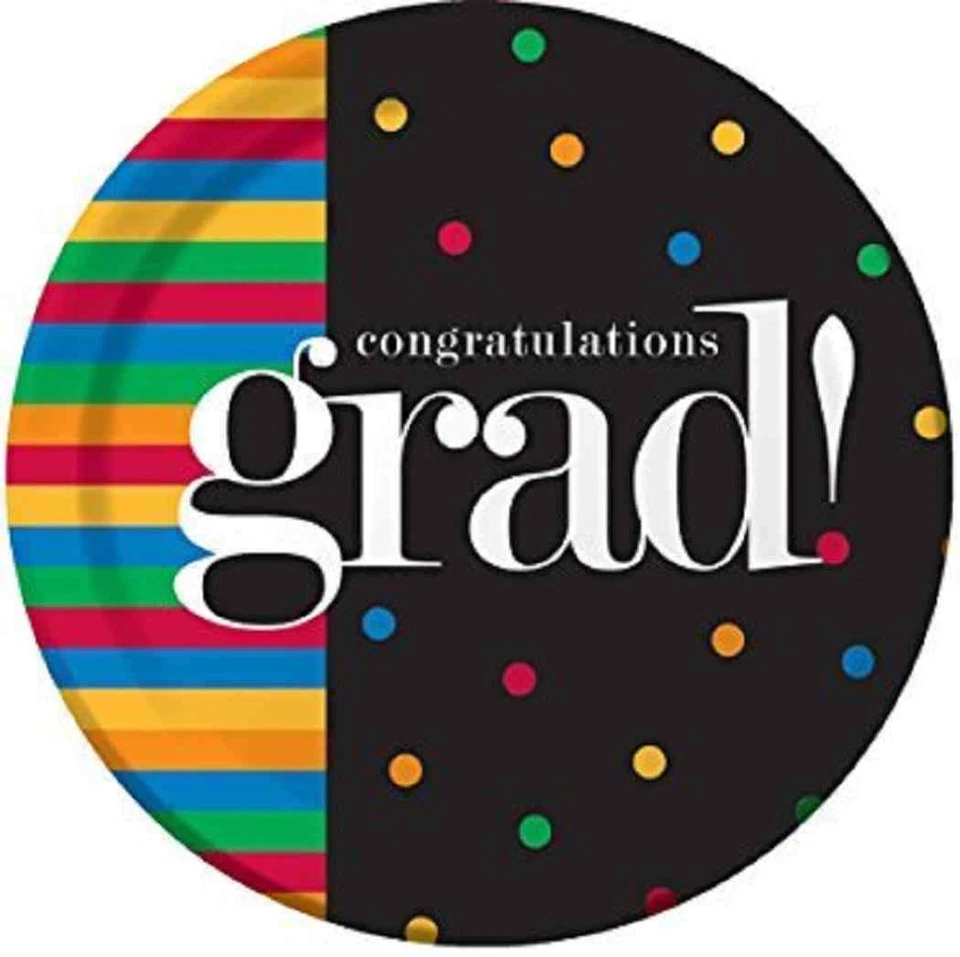 Grad U Made It Modern Congrats School Graduation Party 9" Paper Dinner Plates - Image 1 of 1