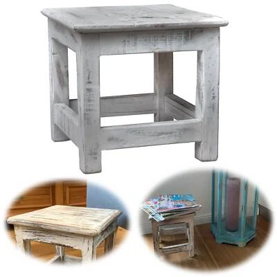 Vintage Holz Fußhocker 26cm Grau Weiß Tritthocker Fußbank Bänkchen Fuß-Schemel - Bild 1 von 4