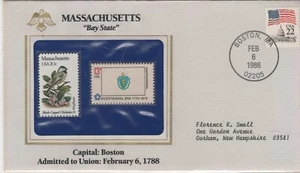 COLLECTIBLE ENVELOPE (1986)  MASSACHUSETTS (with 13 and 26 Cent Stamps) (Series) - Picture 1 of 2