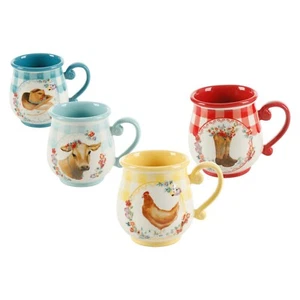 The Pioneer Woman Novelty Gingham 16-oz Mugs, Set of 4  - Picture 1 of 6