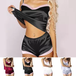 Lady Sexy-Dessous-Nachtwäsche Satin-Nachtwäsche Pyjama-Set Schnür-Nachthemd ( - Bild 1 von 16