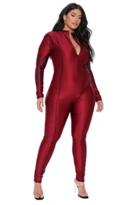 Dark Wine Snatched Jumpsuit - Picture 1 of 3