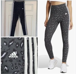 Damen Adidas Essential Leggings 3 Streifen Animal Print Größe S grau - Bild 1 von 9