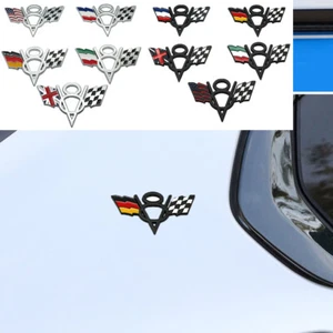 2Pcs Metal Chrome Car V8 Vintage Germany Flag Trunk Emblem Badge Decal Stickers - Bild 1 von 11