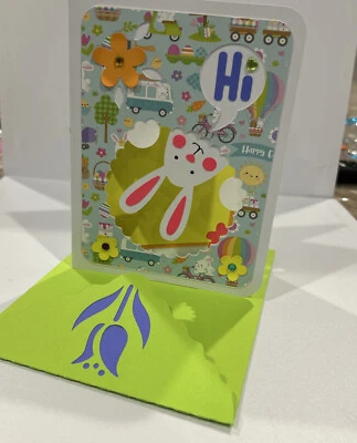 Peeking Bunny Happy Easter Handmade Greeting Card - Image 1 of 2