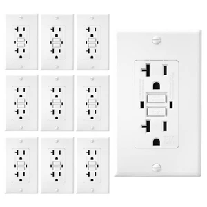 10 Pack GFCI Outlet 20 Amp, Self-Test GFI Electrical Outlet with LED Indicator, - Picture 1 of 12