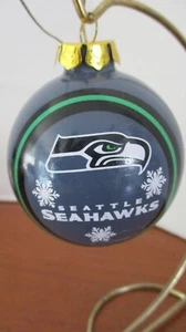 Blaue SEATTLE SEAHAWKS GLASKUGEL Weihnachtsschmuck - Bild 1 von 1