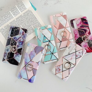 For Huawei P40 P20 P30 Lite Mate 30 20 Pro Ring Stand Marble Soft TPU Case Cover