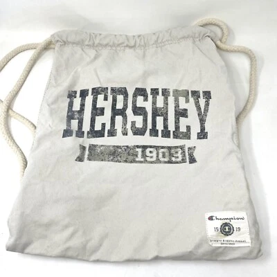Champion Hershey 1903 Drawstring Backpack Bag Canvas Rope Strap Cotton Vtg Wash - Изображение 1 из 4