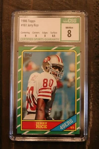 1986 Toops Jerry Rice #161 CSG 8 All subs are 8 or higher Centering is a 9 - Picture 1 of 11