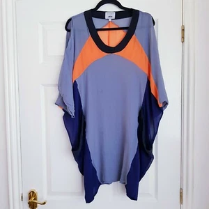 Louise Amstrup At Asos Womens Silk Top Blouse Orange Grey Black Colour Block 10 - Picture 1 of 6