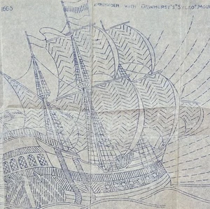 C 1940s Art Deco Transfer Ship Galleon Embroidery Needlework Bestway 1665 - Picture 1 of 2