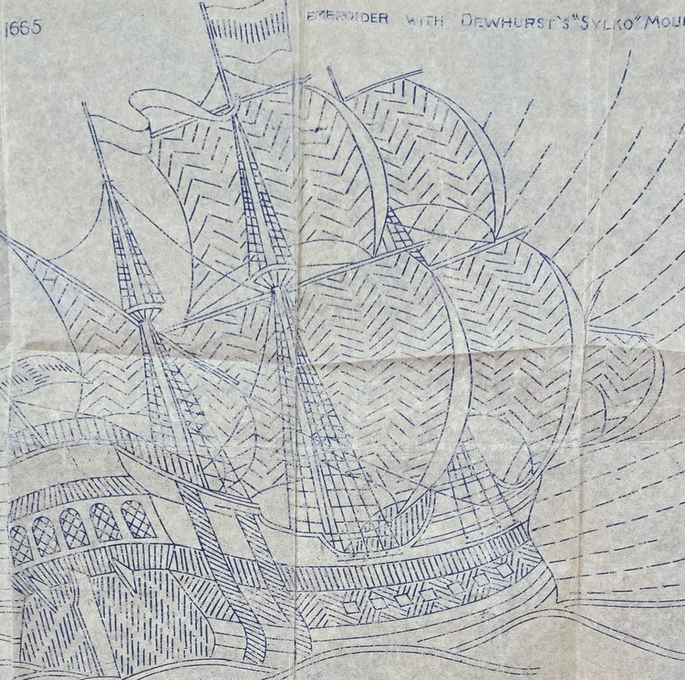 C 1940s Art Deco Transfer Ship Galleon Embroidery Needlework Bestway 1665 - image 1 of 2