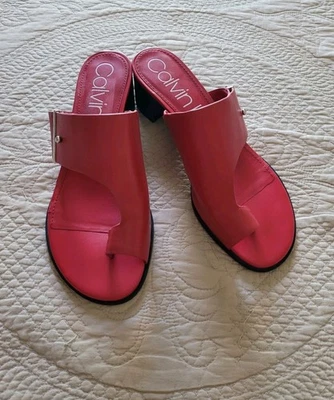 Sandalias Calvin Klein Mujer Zapatos Daria Sin Cordones Punta Roja Anillo Tacón Bloque Talla 8.5 Foto 1 de 4